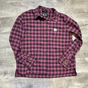 Carhartt Women’s Rugged Flex Midweight Checkered Flannel Amethyst Smoke Medium